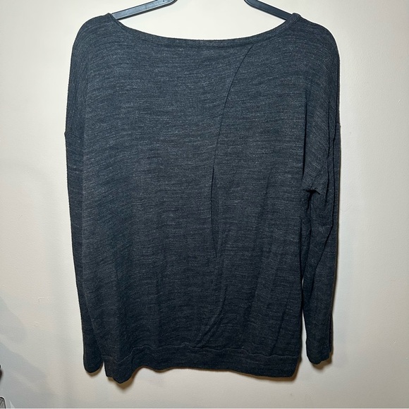 Lou & Grey Signaturesoft Charcoal Knit Open Back Long Sleeve Top Size Large - Picture 12 of 16
